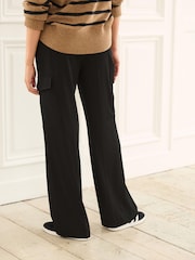 Black Wide Leg Cargo Jeans - Image 3 of 6
