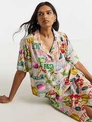Simply Be White Linen Postcard Print Shirt - Image 1 of 4