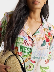 Simply Be White Linen Postcard Print Shirt - Image 4 of 4