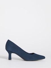JD Williams Blue Wide Fit Pointed Toe Kitten Heel Shoes - Image 2 of 4
