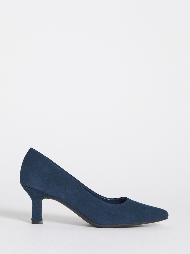 JD Williams Blue Wide Fit Pointed Toe Kitten Heel Shoes - Image 2 of 4 JD Williams Blue Wide Fit Pointed Toe Kitten Heel Shoes - Image 2 of 4