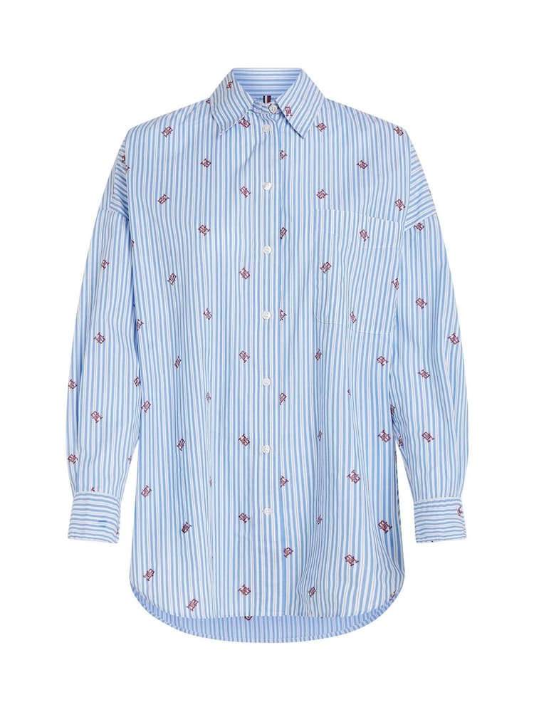 Tommy Hilfiger Oversized Blue Curve Stripe Shirt - Image 1 of 3
