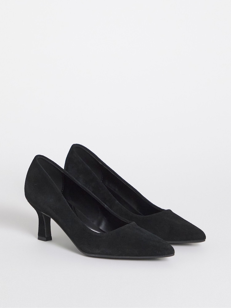JD Williams Black Extra Wide Fit Pointed Toe Kitten Heel Shoes - Image 2 of 4 JD Williams Black Extra Wide Fit Pointed Toe Kitten Heel Shoes - Image 2 of 4