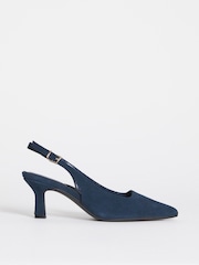 JD Williams Blue Extra Wide Fit Pointed Toe Slingback Heels - Image 2 of 4