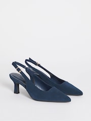 JD Williams Blue Extra Wide Fit Pointed Toe Slingback Heels - Image 3 of 4