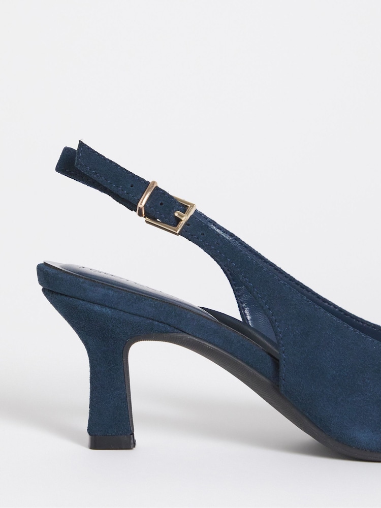 JD Williams Blue Extra Wide Fit Pointed Toe Slingback Heels - Image 4 of 4