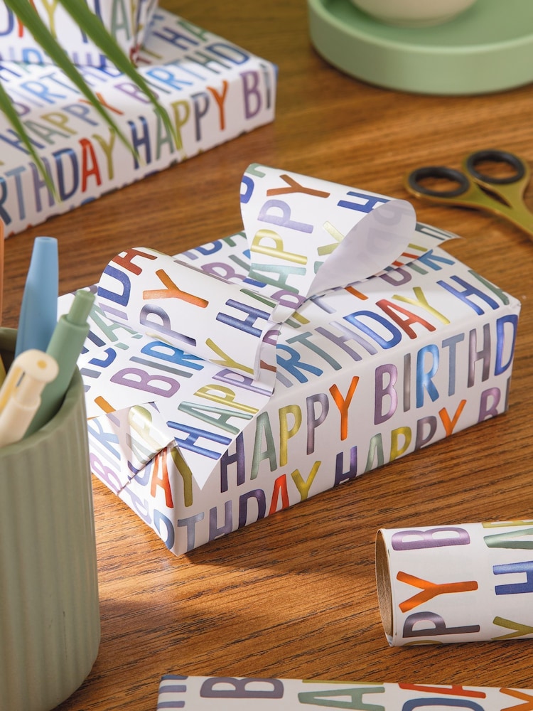 Hallmark Blue 3 X 2M Wendy Jones-Blackett Text Wrapping Paper - Image 1 of 5 Hallmark Blue 3 X 2M Wendy Jones-Blackett Text Wrapping Paper - Image 1 of 5