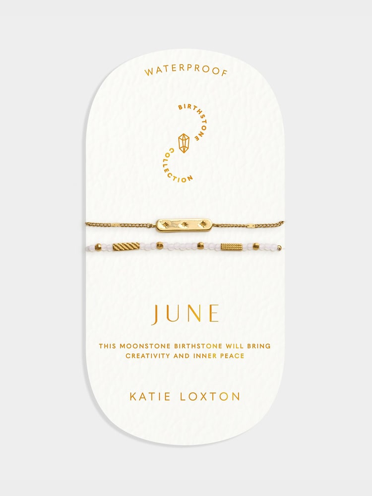 Katie Loxton Gold Birthstone Bracelet | June | Moonstone | - Image 3 of 3 Katie Loxton Gold Birthstone Bracelet | June | Moonstone | - Image 3 of 3