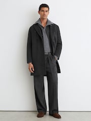 Reiss Charcoal Grey Dusk Wool-Blend Double-Breasted Epsom Overcoat - Image 1 of 8