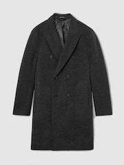 Reiss Charcoal Grey Dusk Wool-Blend Double-Breasted Epsom Overcoat - Image 2 of 8