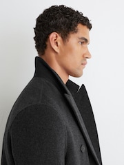 Reiss Charcoal Grey Dusk Wool-Blend Double-Breasted Epsom Overcoat - Image 4 of 8