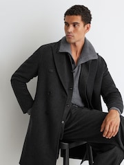 Reiss Charcoal Grey Dusk Wool-Blend Double-Breasted Epsom Overcoat - Image 6 of 8