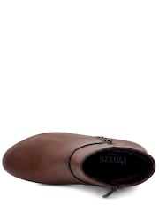 Pavers Brown Wide Fit Zip Fasten Block Heel Ankle Boots - Image 2 of 5