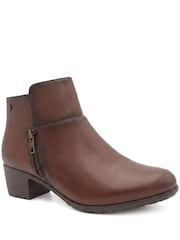 Pavers Brown Wide Fit Zip Fasten Block Heel Ankle Boots - Image 3 of 5