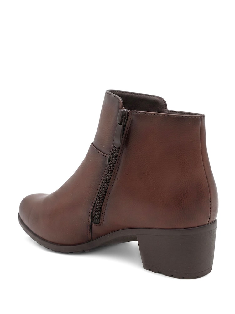 Pavers Brown Wide Fit Zip Fasten Block Heel Ankle Boots - Image 5 of 5