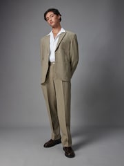Green Relaxed Fit Seersucker Suit Jacket - Image 2 of 10