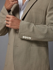 Green Relaxed Fit Seersucker Suit Jacket - Image 5 of 10
