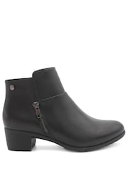 Pavers Black Wide Fit Zip Fasten Block Heel Ankle Boots - Image 1 of 5