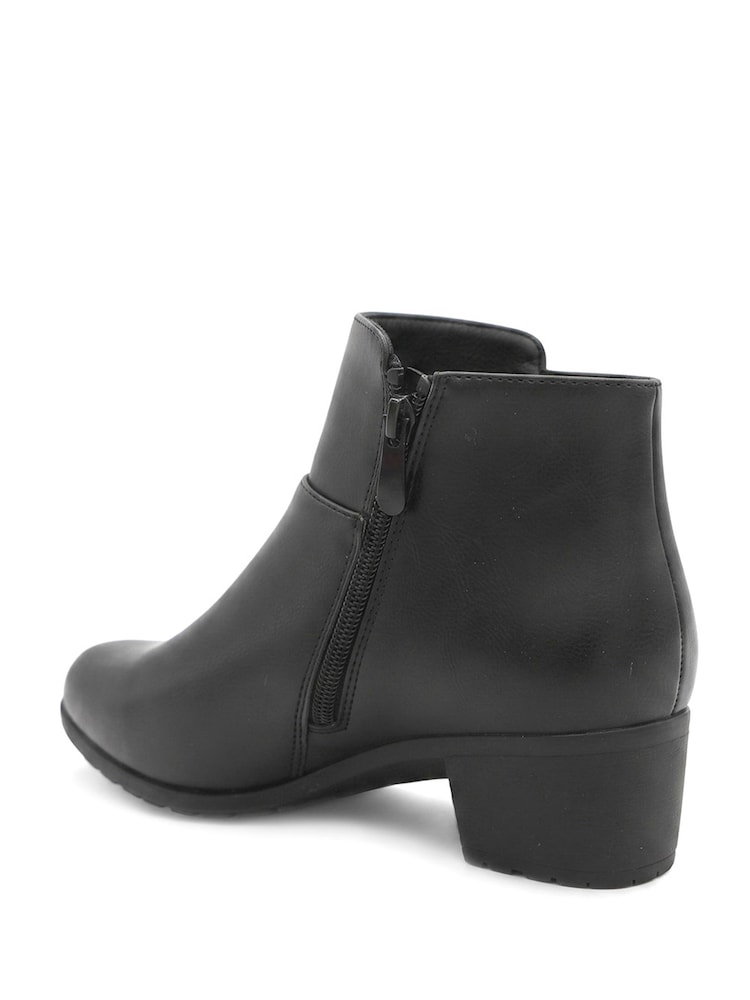 Pavers Black Wide Fit Zip Fasten Block Heel Ankle Boots - Image 2 of 5