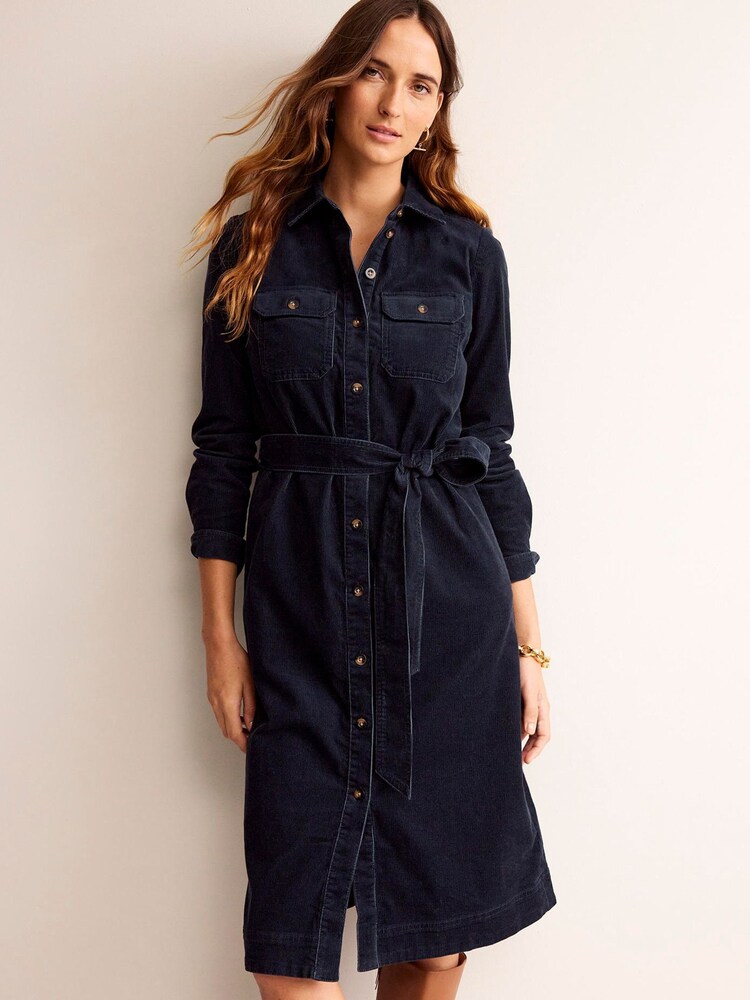 Boden Blue Eloise Cord Midi Shirt Dress - Image 1 of 5