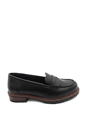 Pavers Black Wide Fit Chunky Sole Penny Loafers - Image 1 of 5