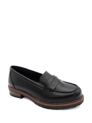 Pavers Black Wide Fit Chunky Sole Penny Loafers - Image 4 of 5