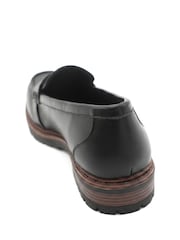 Pavers Black Wide Fit Chunky Sole Penny Loafers - Image 5 of 5
