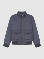 Reiss Airforce Blue Shuffle 9-14 yrs Wool Blend Zip-Through Jacket - Image 2 of 6