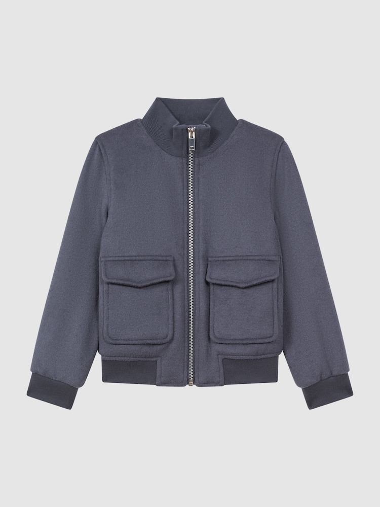 Reiss Airforce Blue Shuffle 9-14 yrs Wool Blend Zip-Through Jacket - Image 2 of 6