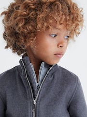 Reiss Airforce Blue Shuffle 9-14 yrs Wool Blend Zip-Through Jacket - Image 4 of 6