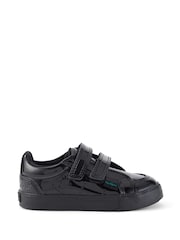 Kickers Black Infants Twin Hook and Loop Patent Leather School Shoes - Image 1 of 9