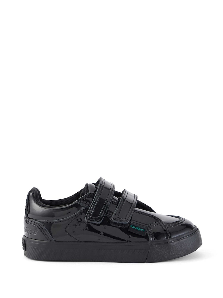 Kickers Black Infants Twin Hook and Loop Patent Leather School Shoes - Image 1 of 9