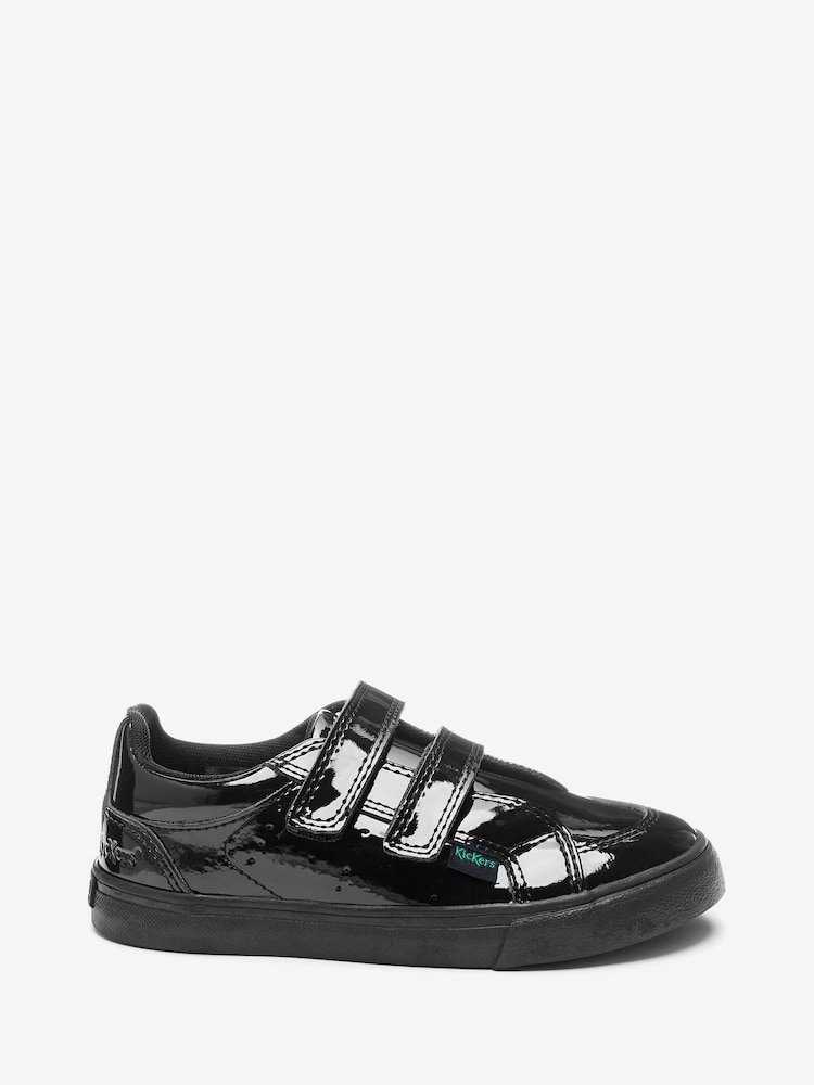 Kickers Black Infants Twin Hook and Loop Patent Leather School Shoes - Image 2 of 9