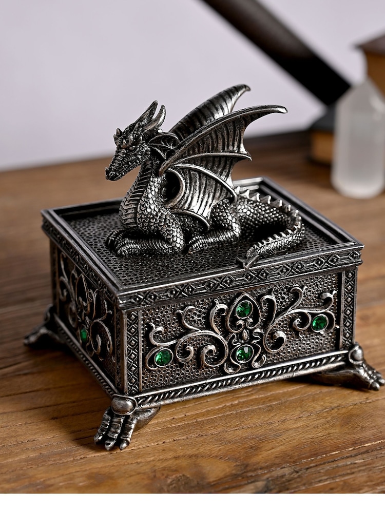 Widdop Silver Tone Dragon Trinket Box - Image 1 of 4 Widdop Silver Tone Dragon Trinket Box - Image 1 of 4