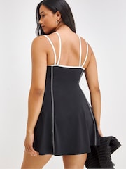 Simply Be Black Magisculpt Flatter Me Sports Contrast Swimdress - Image 4 of 8