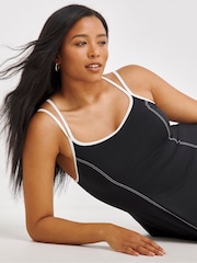Simply Be Black Magisculpt Flatter Me Sports Contrast Swimdress - Image 6 of 8