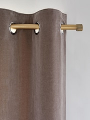 Mink Natural Sumptuous Velvet Eyelet Lined Curtains - Image 4 of 5