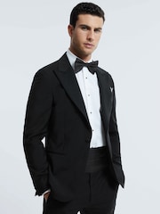 Reiss Black Rabello Wool-Mohair Slim Fit Single Breasted Tuxedo Jacket - Image 1 of 7