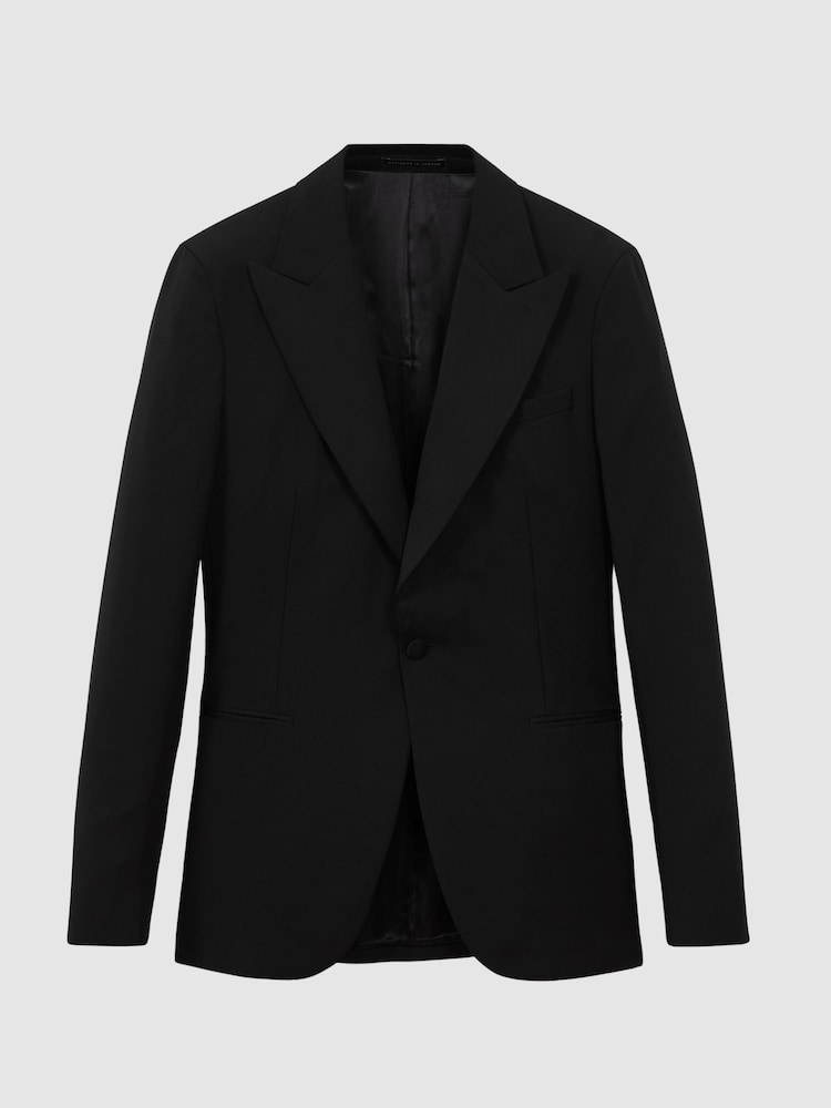 Reiss Black Rabello Wool-Mohair Slim Fit Single Breasted Tuxedo Jacket - Image 2 of 7