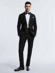 Reiss Black Rabello Wool-Mohair Slim Fit Single Breasted Tuxedo Jacket - Image 3 of 7