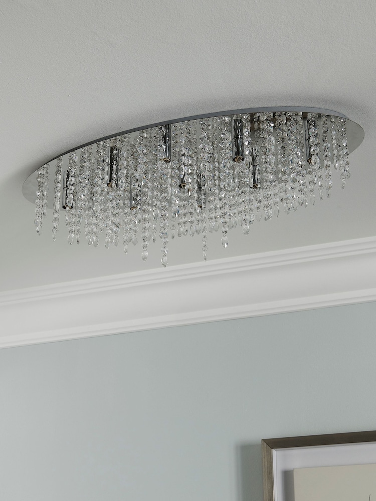 Chrome Elena 9 Light Oval Flush Ceiling Light - Image 2 of 8