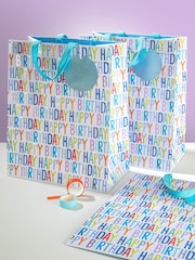 Hallmark Blue 3 Large Wendy Jones-Blackett Birthday Gift Bags - Image 1 of 6