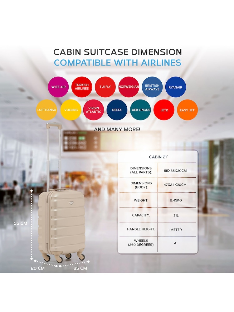 Flight Knight 55x35x20cm 4 Wheel ABS Hard Case Cabin Carry On Hand Luggage - Image 7 of 7