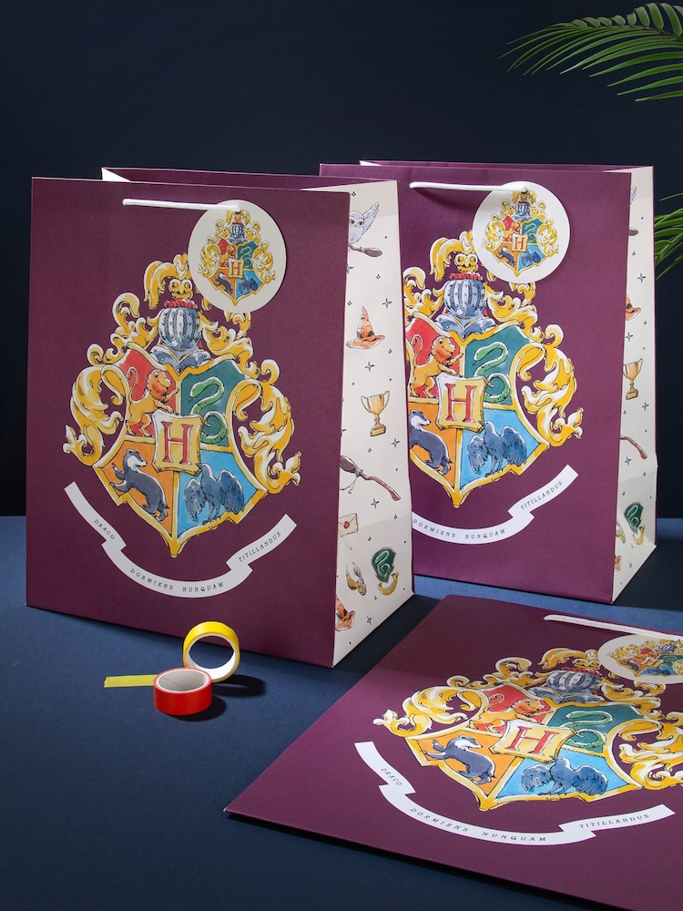 Hallmark Brown 3 Large Harry Potter Hogwarts Crest Gift Bags - Image 1 of 5 Hallmark Brown 3 Large Harry Potter Hogwarts Crest Gift Bags - Image 1 of 5