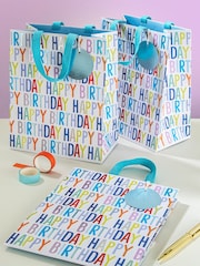 Hallmark Blue 3 Medium Wendy Jones-Blackett Birthday Gift Bags - Image 1 of 6
