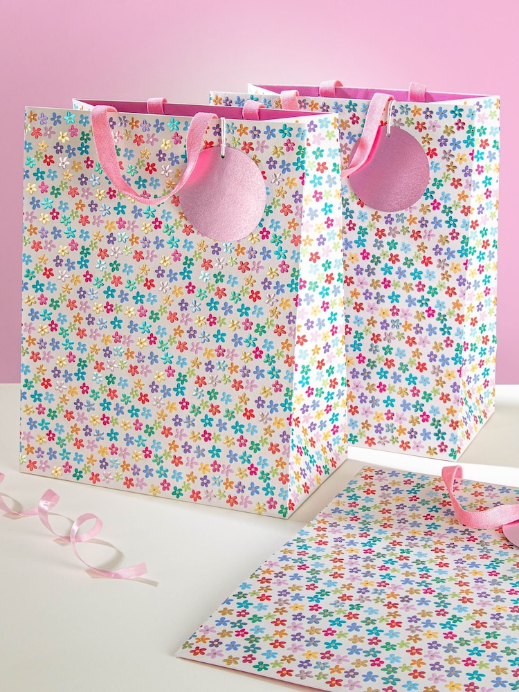 Hallmark Pink 3 Large Wendy Jones-Blackett Floral Gift Bags - Image 1 of 6 Hallmark Pink 3 Large Wendy Jones-Blackett Floral Gift Bags - Image 1 of 6
