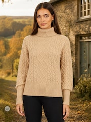 Yumi Cable Knit Roll Neck Jumper - Image 1 de 4