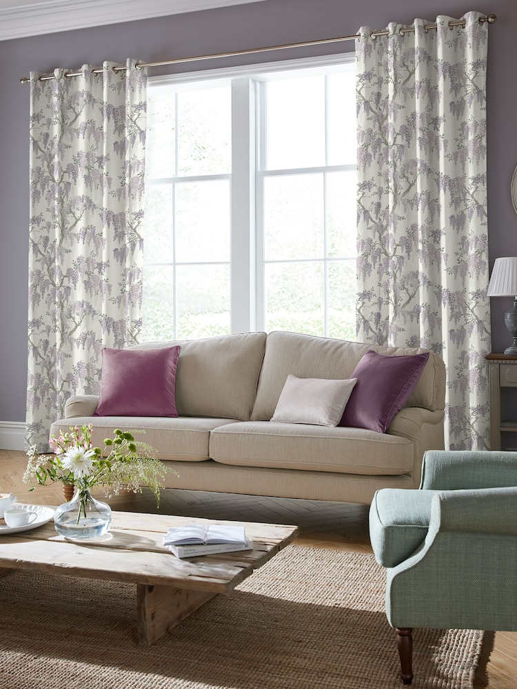 Laura Ashley Lavender Wisteria Made to Measure 100% Cotton Curtains - Image 2 of 9