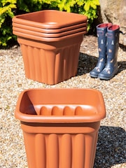 Wham Set of 5 Brown Garden Vista 49cm Plastic Square Planters - Image 1 of 4
