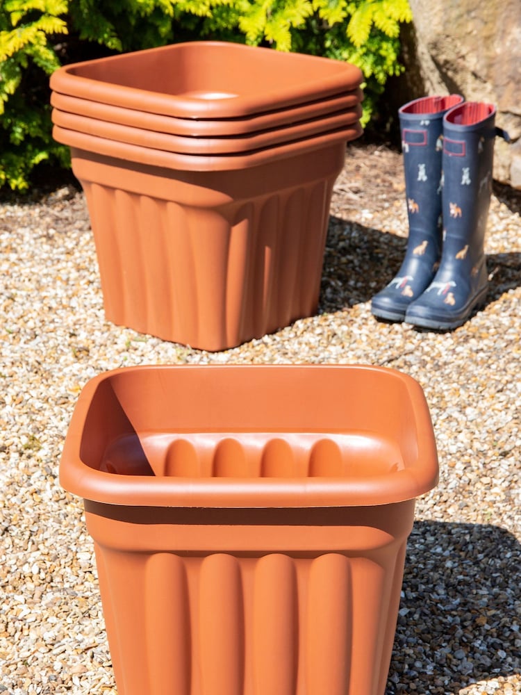 Wham Set of 5 Brown Garden Vista 49cm Plastic Square Planters - Image 1 of 4